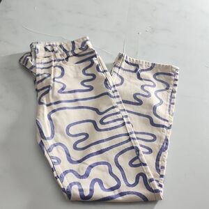 Sara Blue and Cream Patterned Trousers